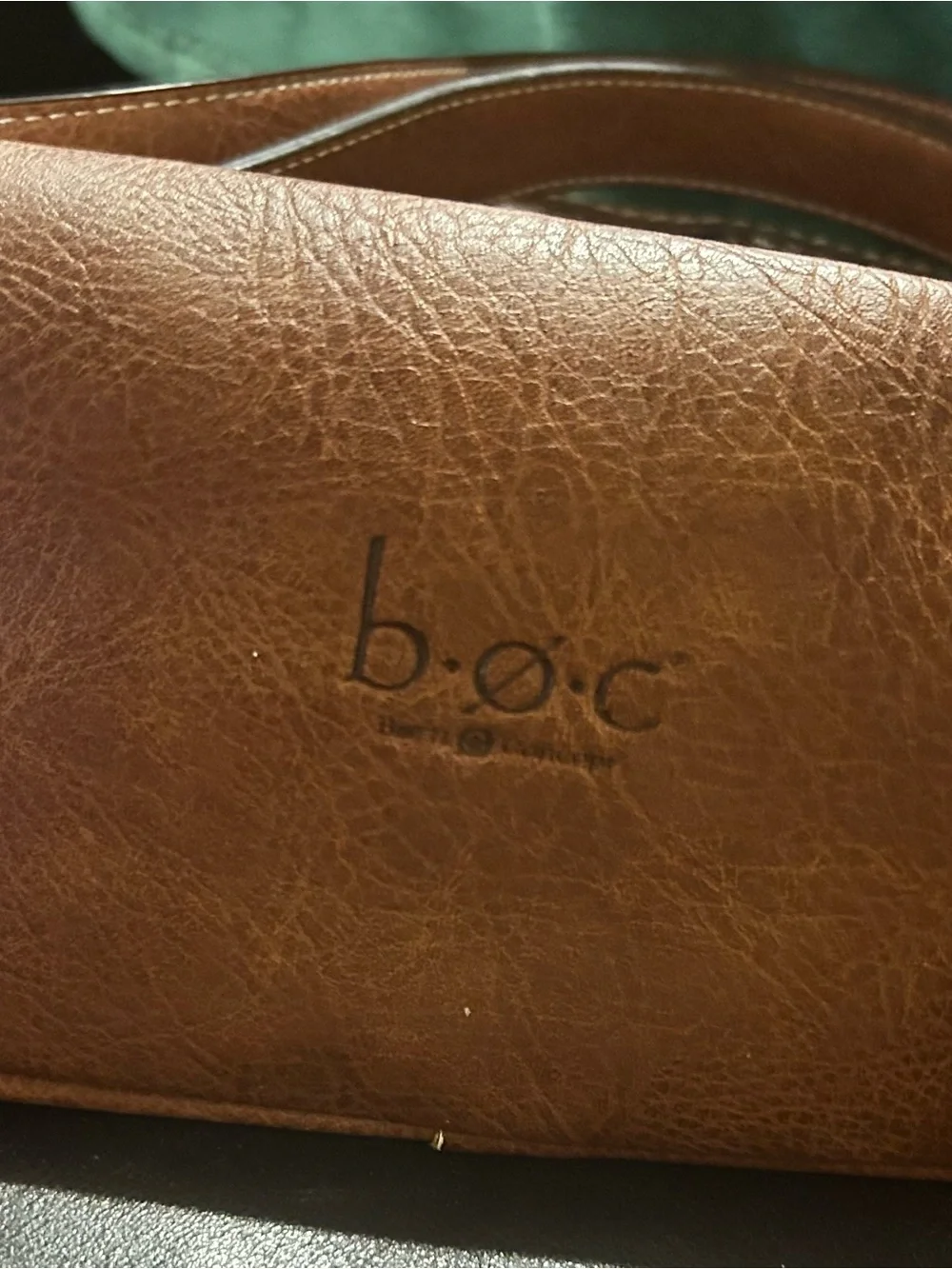 b.o.c. Brown Woven Leather Crossbody Bag with Brass Accents